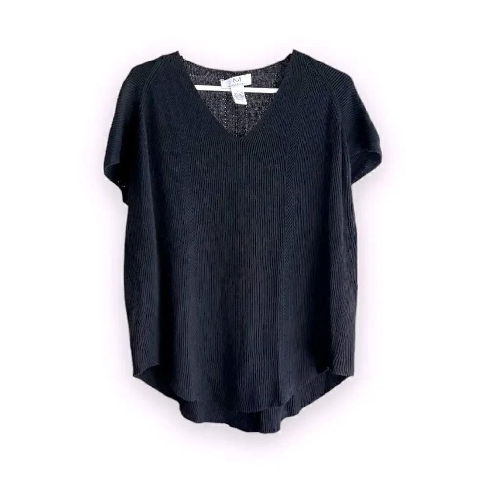 MAGASCHONI | Loose Fit Black Short-Sleeved Sweater (L)